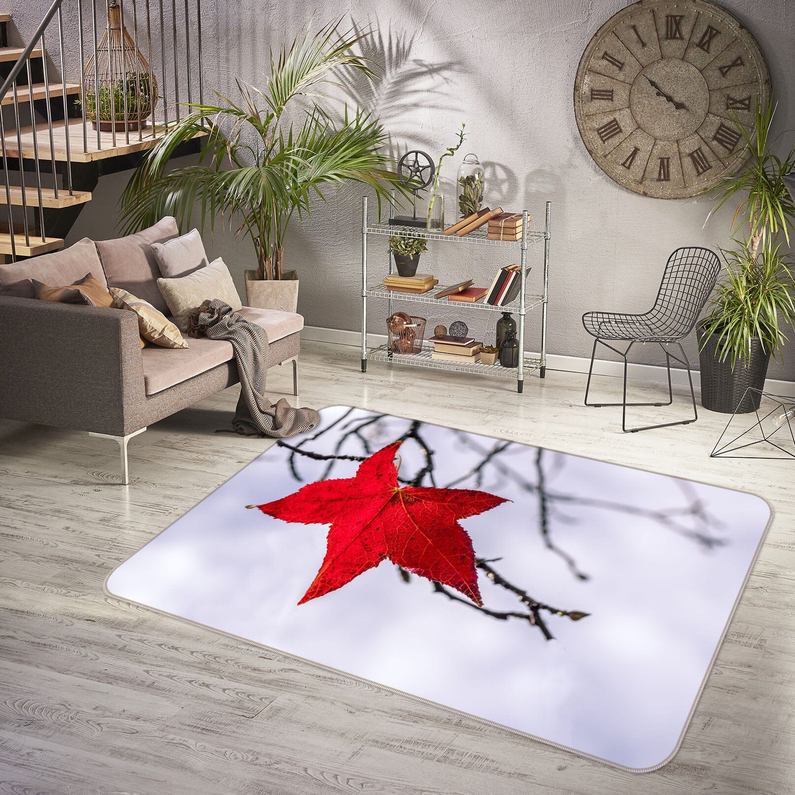 3D Red Leaf 1144 Marco Carmassi Rug Non Slip Rug Mat Mat AJ Creativity Home
