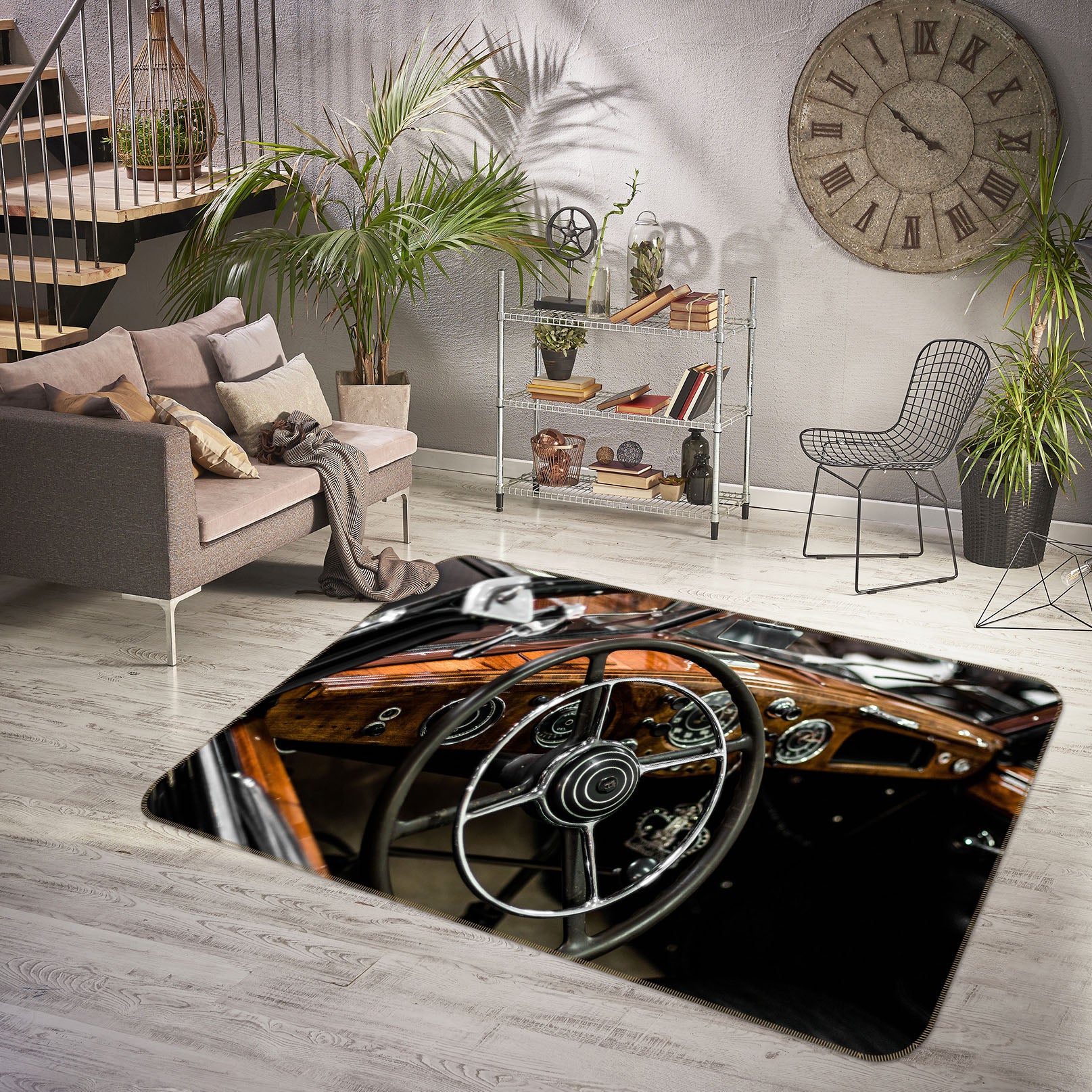 3D Car Steering Wheel 42050 Vehicle Non Slip Rug Mat