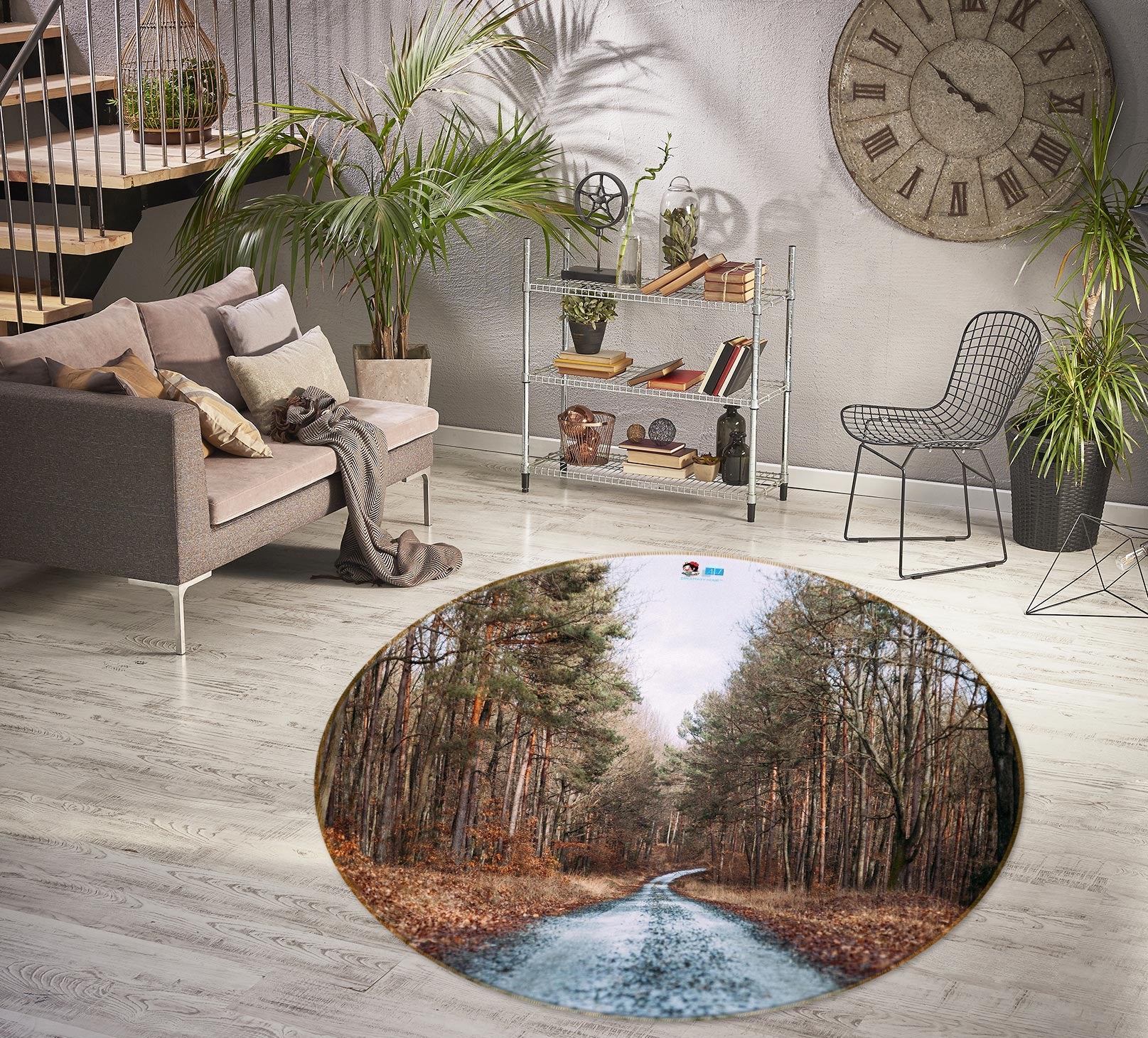 3D Forest The Way 72262 Round Non Slip Rug Mat