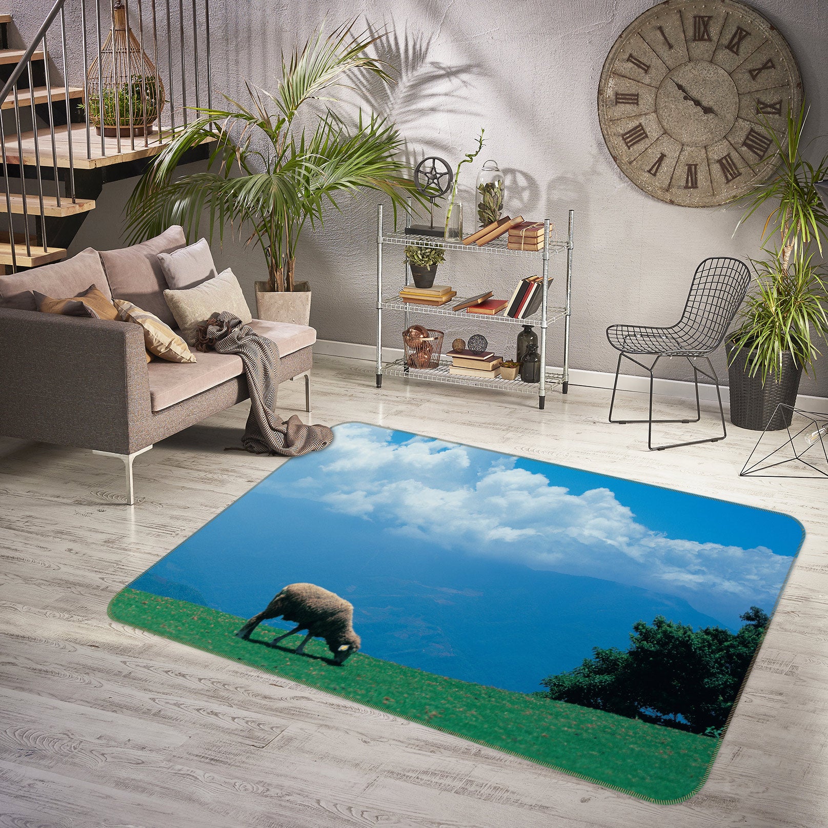 3D Grass Sky 75267 Non Slip Rug Mat
