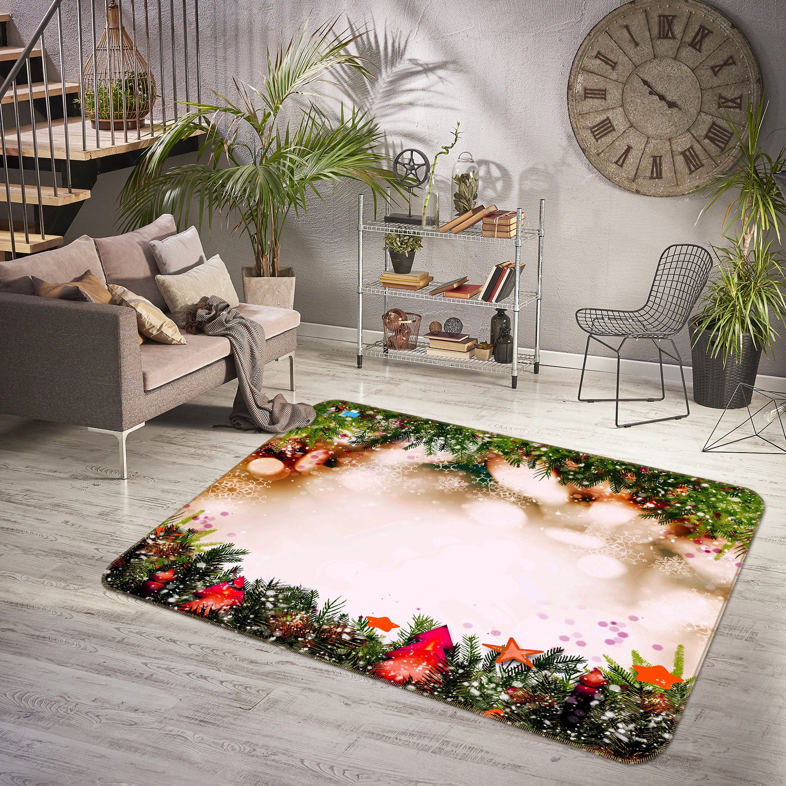 3D Branches 55076 Christmas Non Slip Rug Mat Xmas