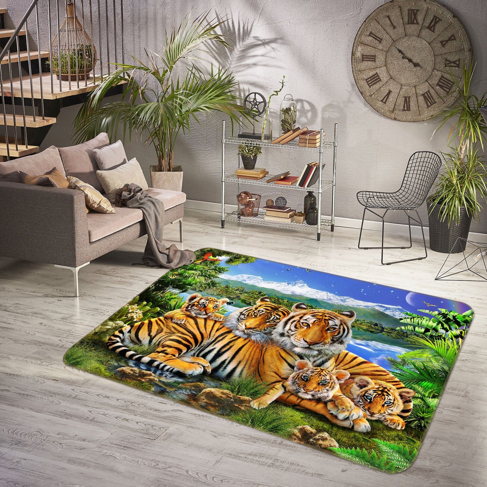 3D Loving Tigers 1067 Adrian Chesterman Rug Non Slip Rug Mat Mat AJ Creativity Home