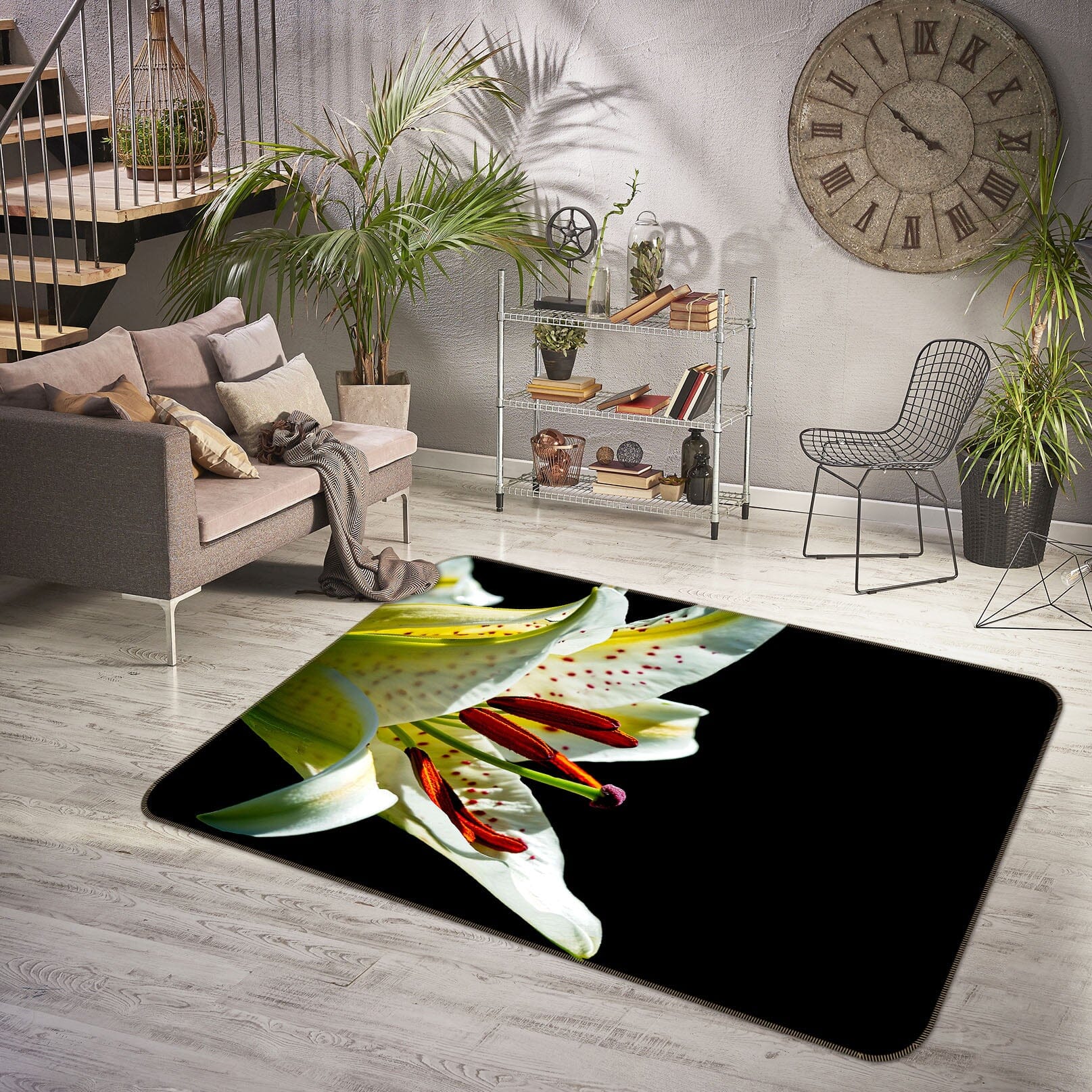 3D Lily Blossoms 1130 Kathy Barefield Rug Non Slip Rug Mat Mat AJ Creativity Home