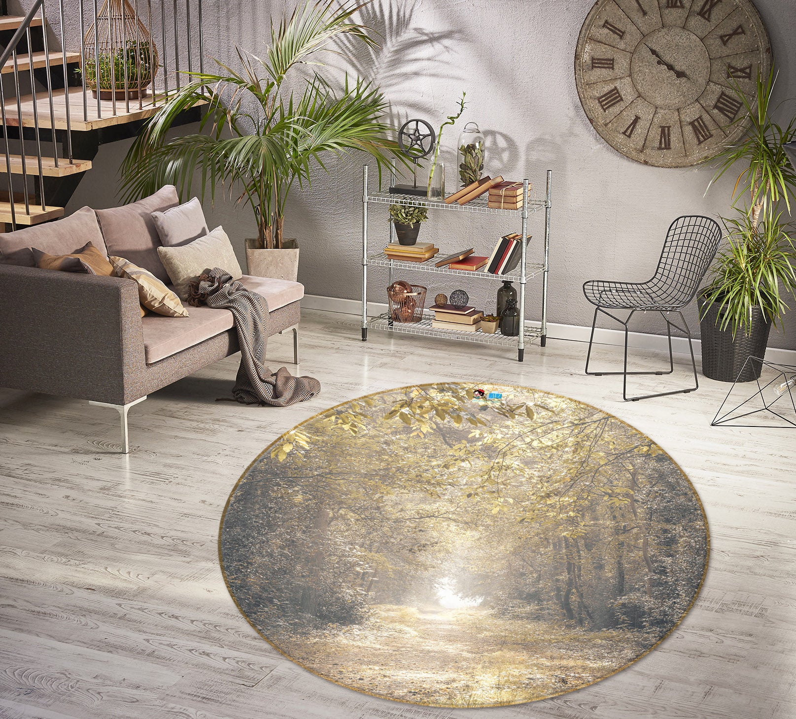 3D Deep Forest 7415 Assaf Frank Rug Round Non Slip Rug Mat