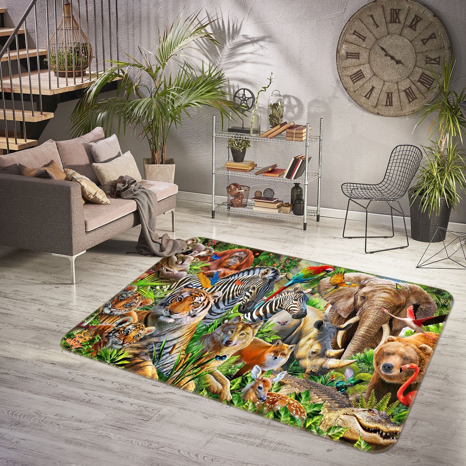 3D Animal World 1075 Adrian Chesterman Rug Non Slip Rug Mat Mat AJ Creativity Home