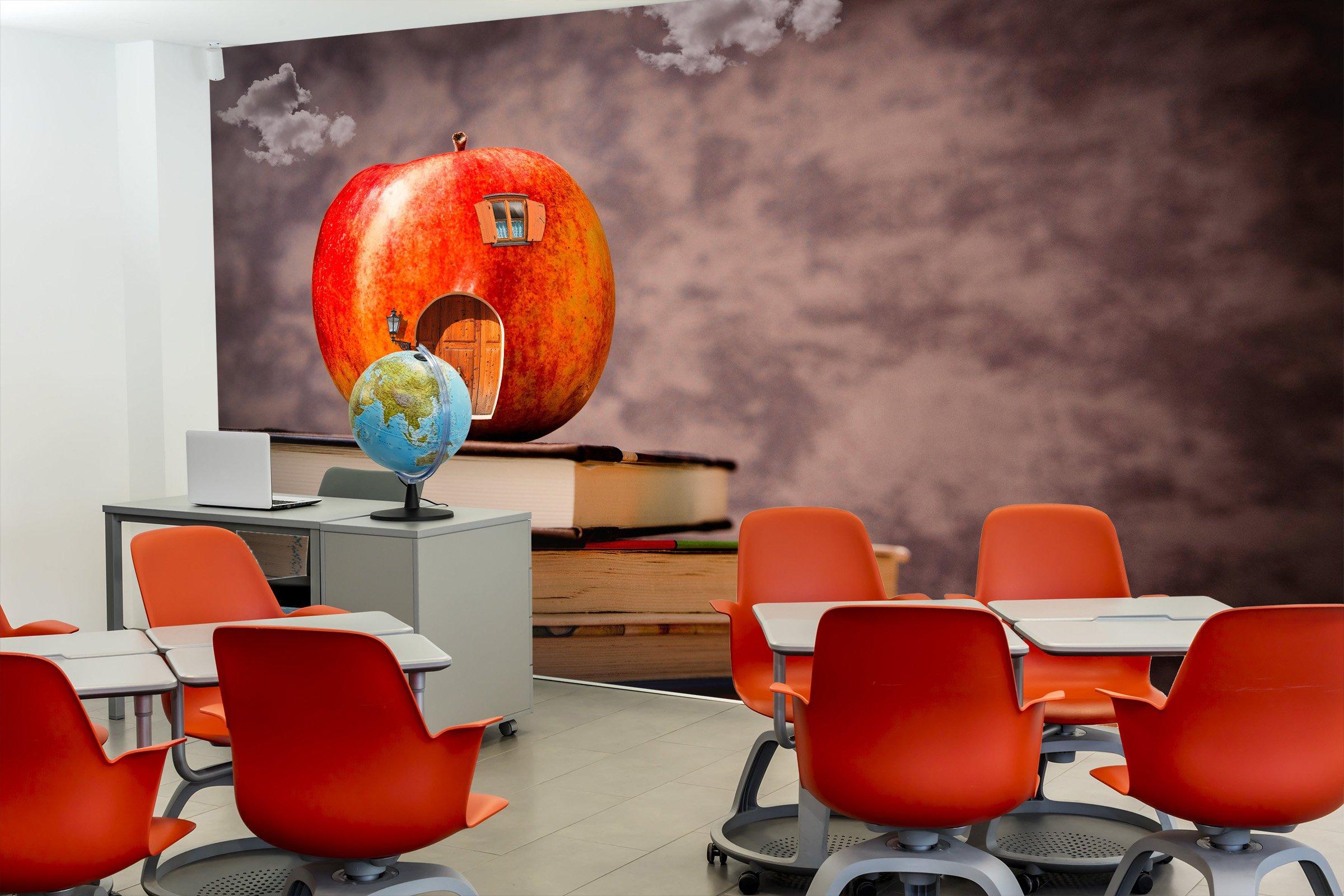 3D Apple house with books 02 Wall Murals Wallpaper AJ Wallpaper 2