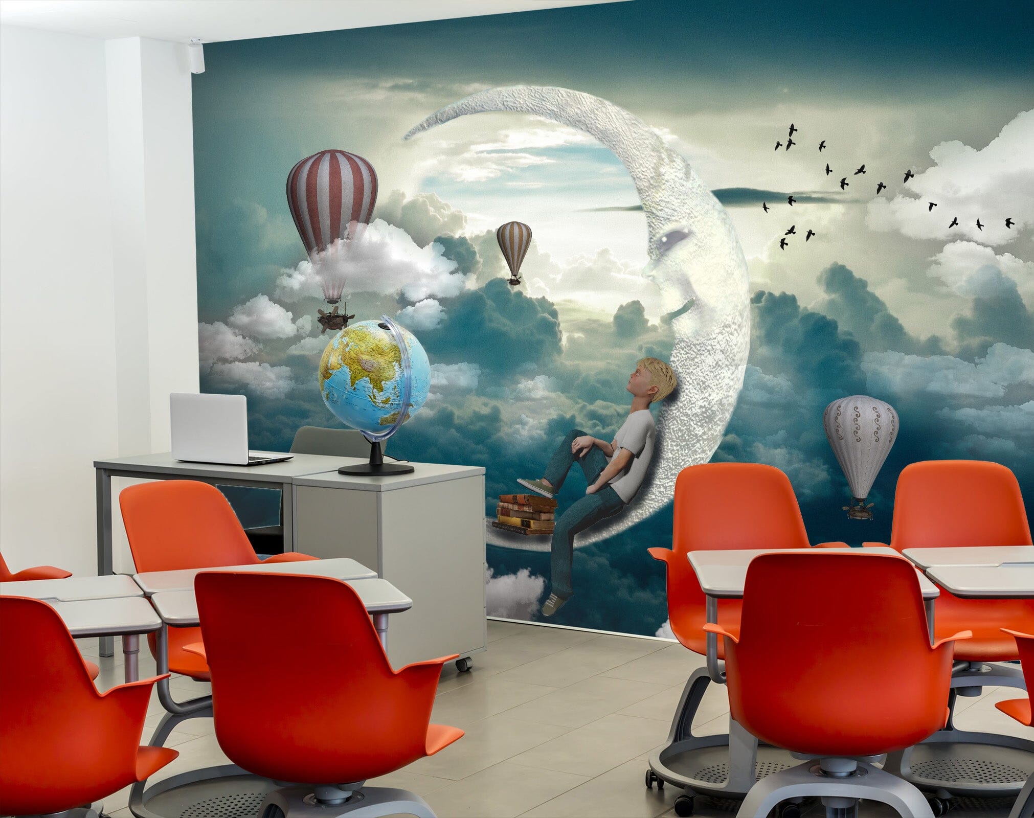 3D Moon Cloud Boy 147 Wall Murals Wallpaper AJ Wallpaper 2