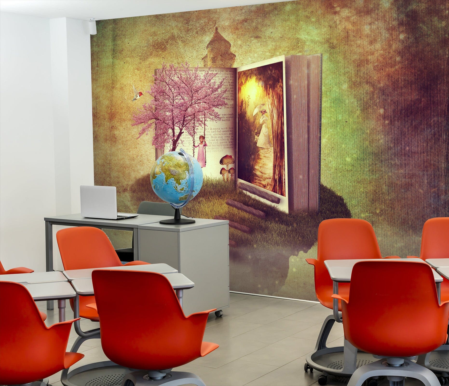 3D Swing Girl Book 155 Wall Murals Wallpaper AJ Wallpaper 2