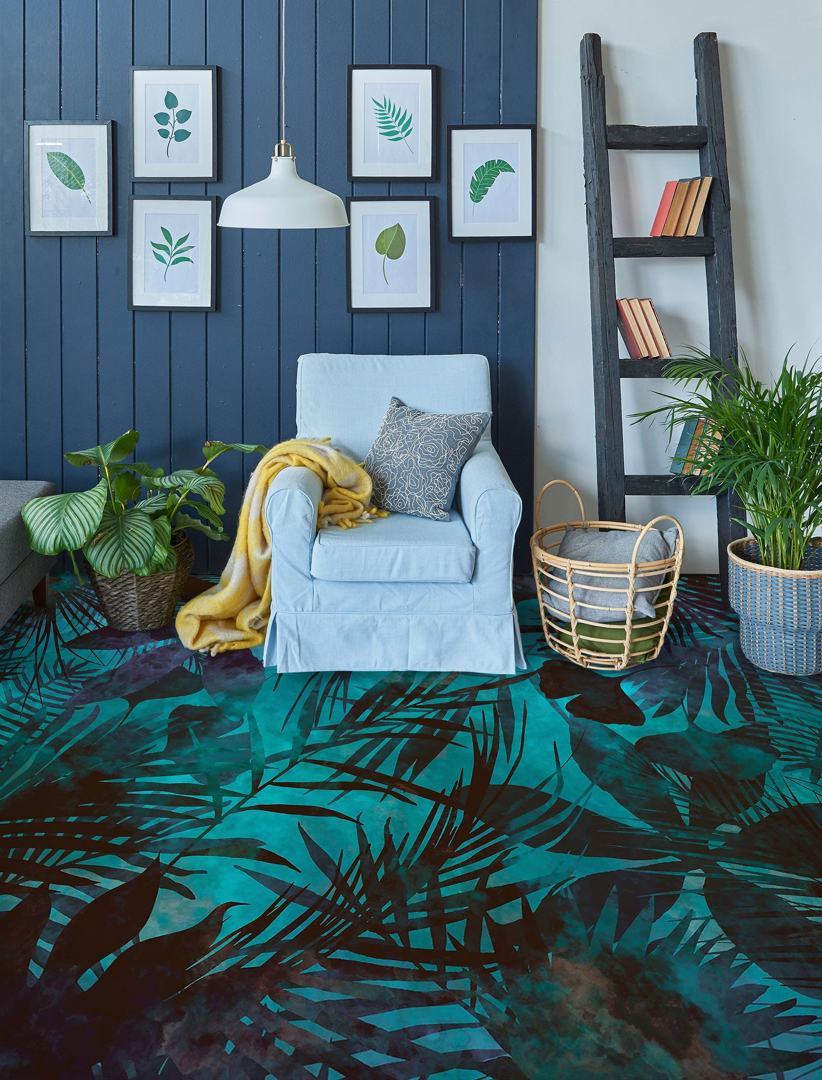 3D Dark Leaves Pattern 102116 Andrea Haase Floor Mural