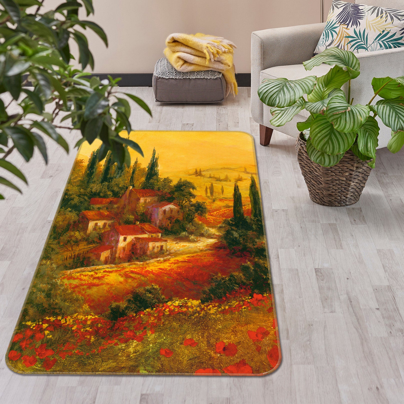 3D Houses Mountains 32191 Non Slip Rug Mat