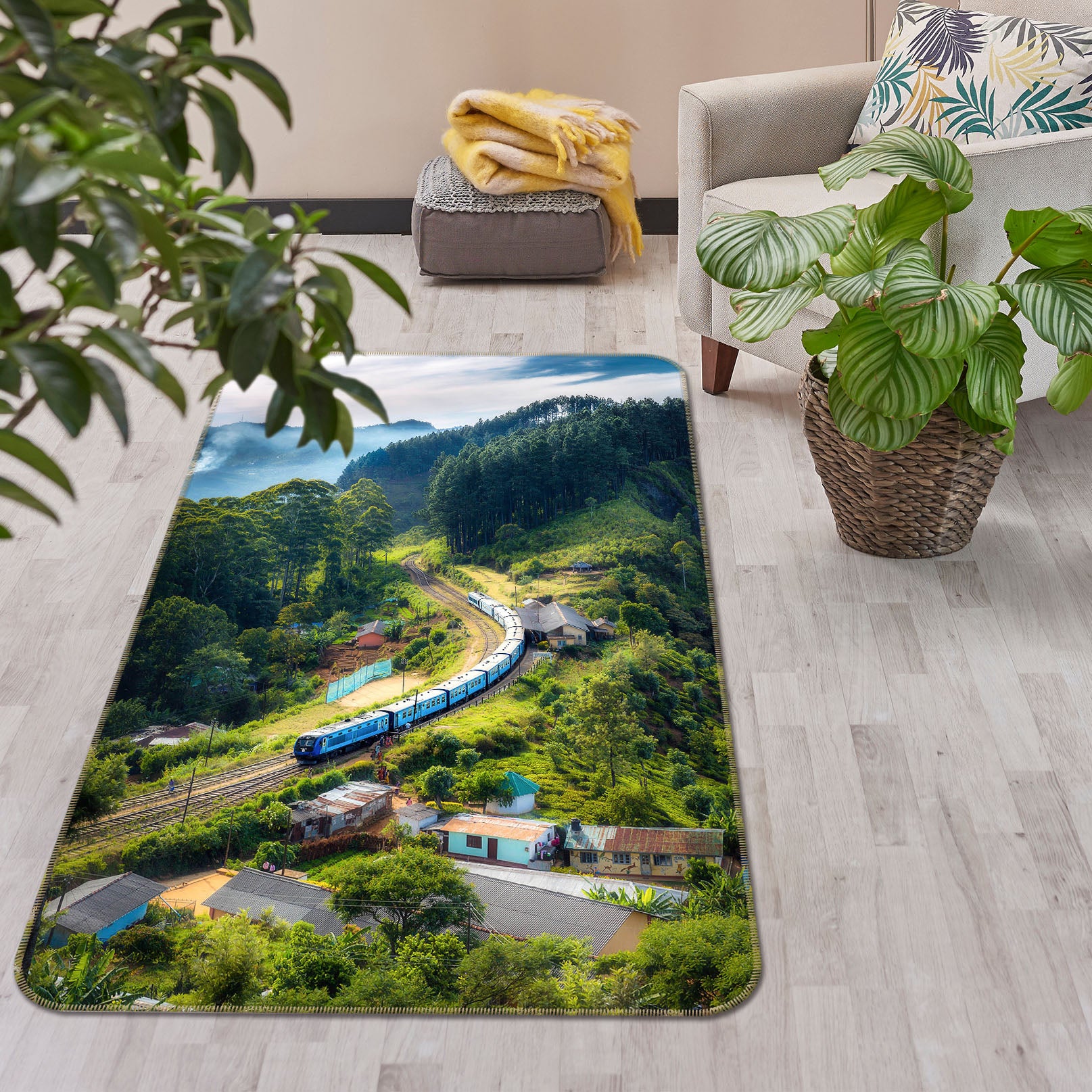 3D Mountain Train Tree 42124 Vehicle Non Slip Rug Mat