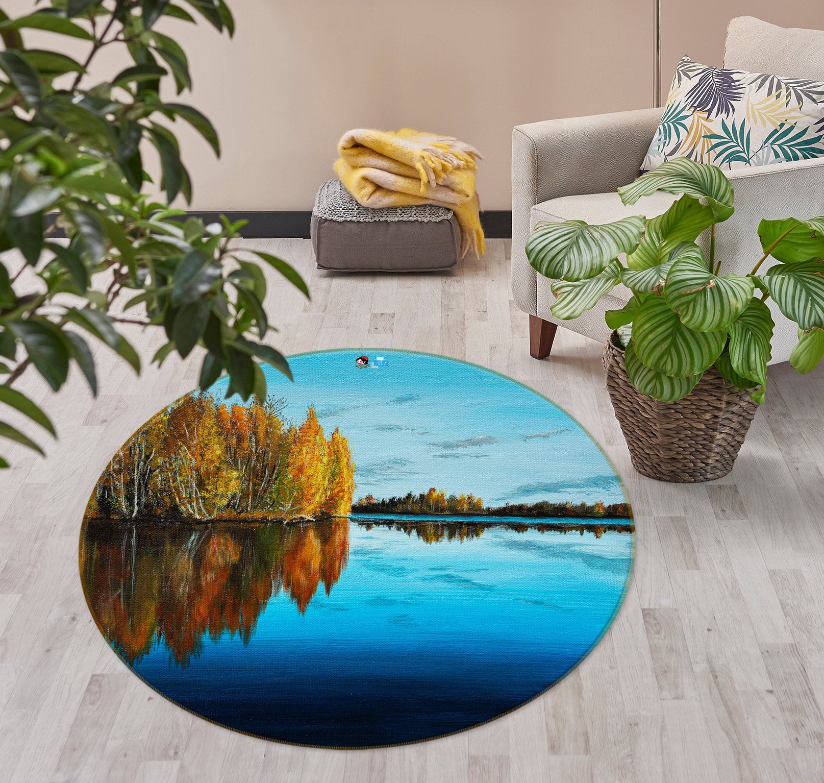 3D Lake Woods 18121 Marina Zotova Rug Round Non Slip Rug Mat