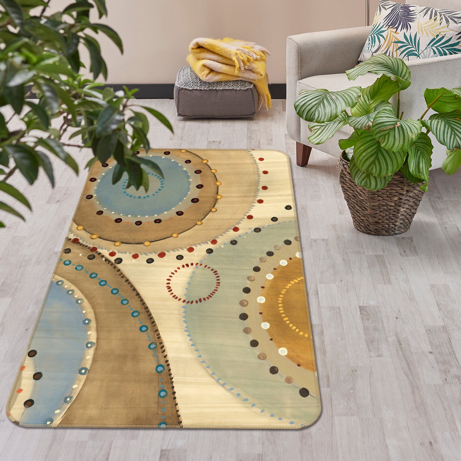 3D Circle Pattern 65048 Non Slip Rug Mat