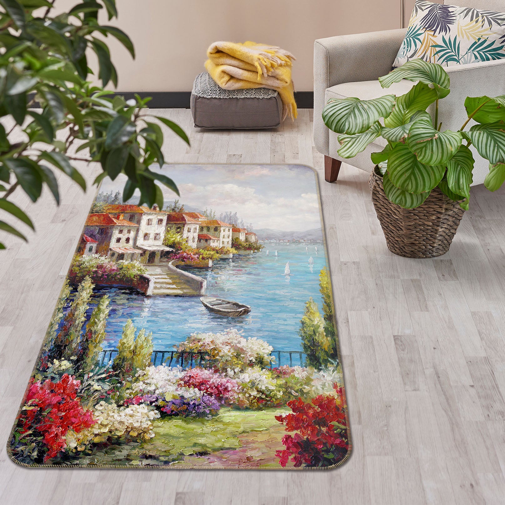 3D Seaside Houses 33203 Non Slip Rug Mat