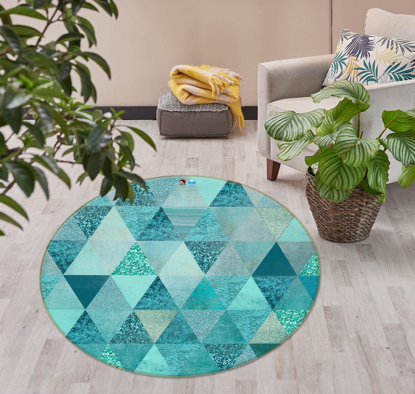 3D Triangle Pattern 83051 Andrea haase Rug Round Non Slip Rug Mat