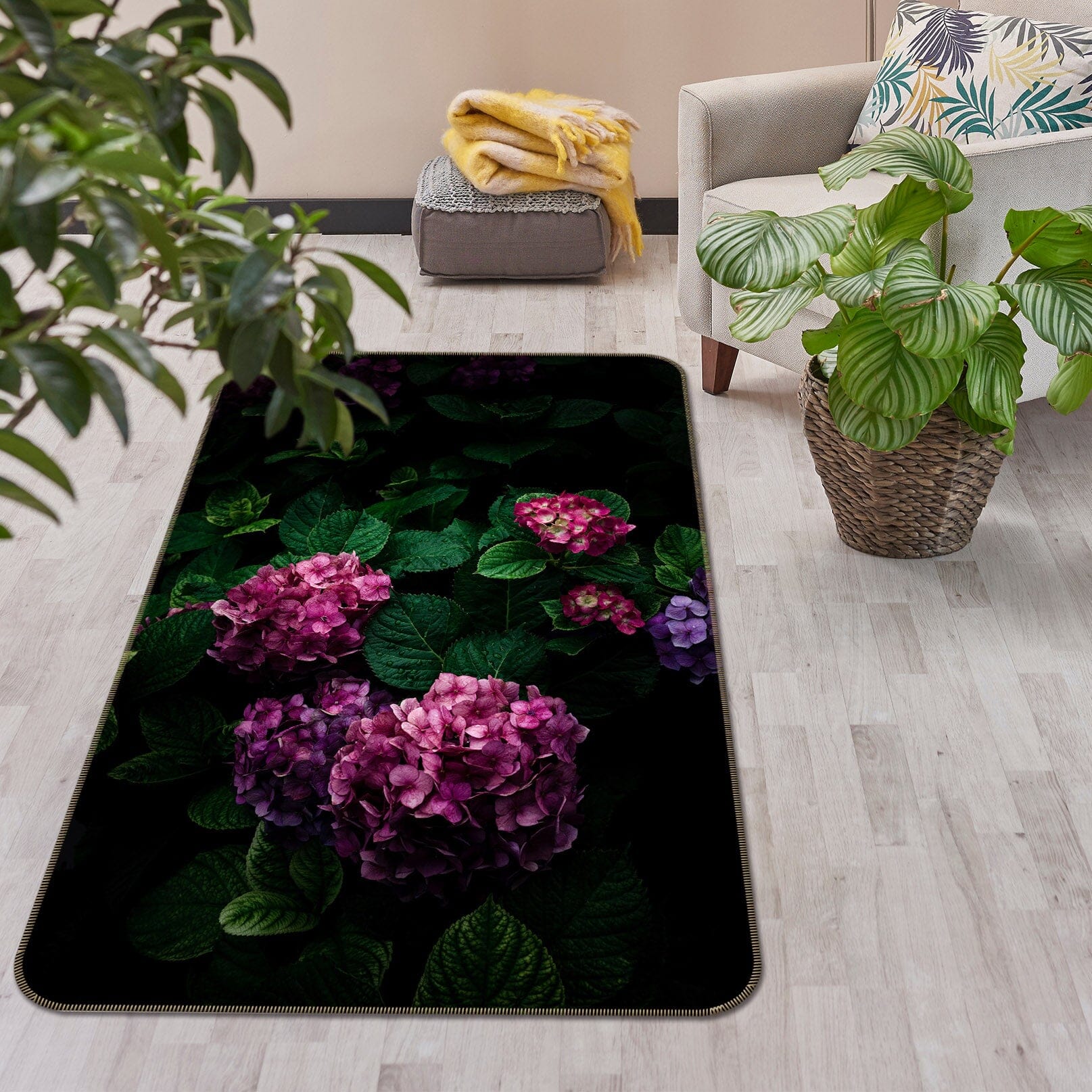 3D Pink Hydrangea 1009 Noirblanc777 Rug Non Slip Rug Mat Mat AJ Creativity Home