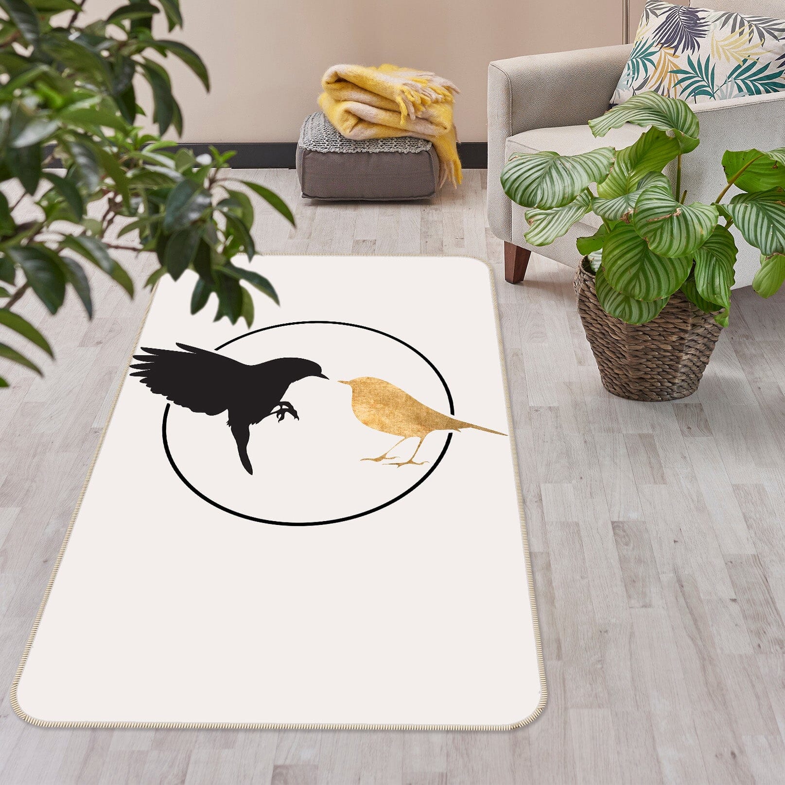 3D Black Bird 1079 Boris Draschoff Rug Non Slip Rug Mat Mat AJ Creativity Home