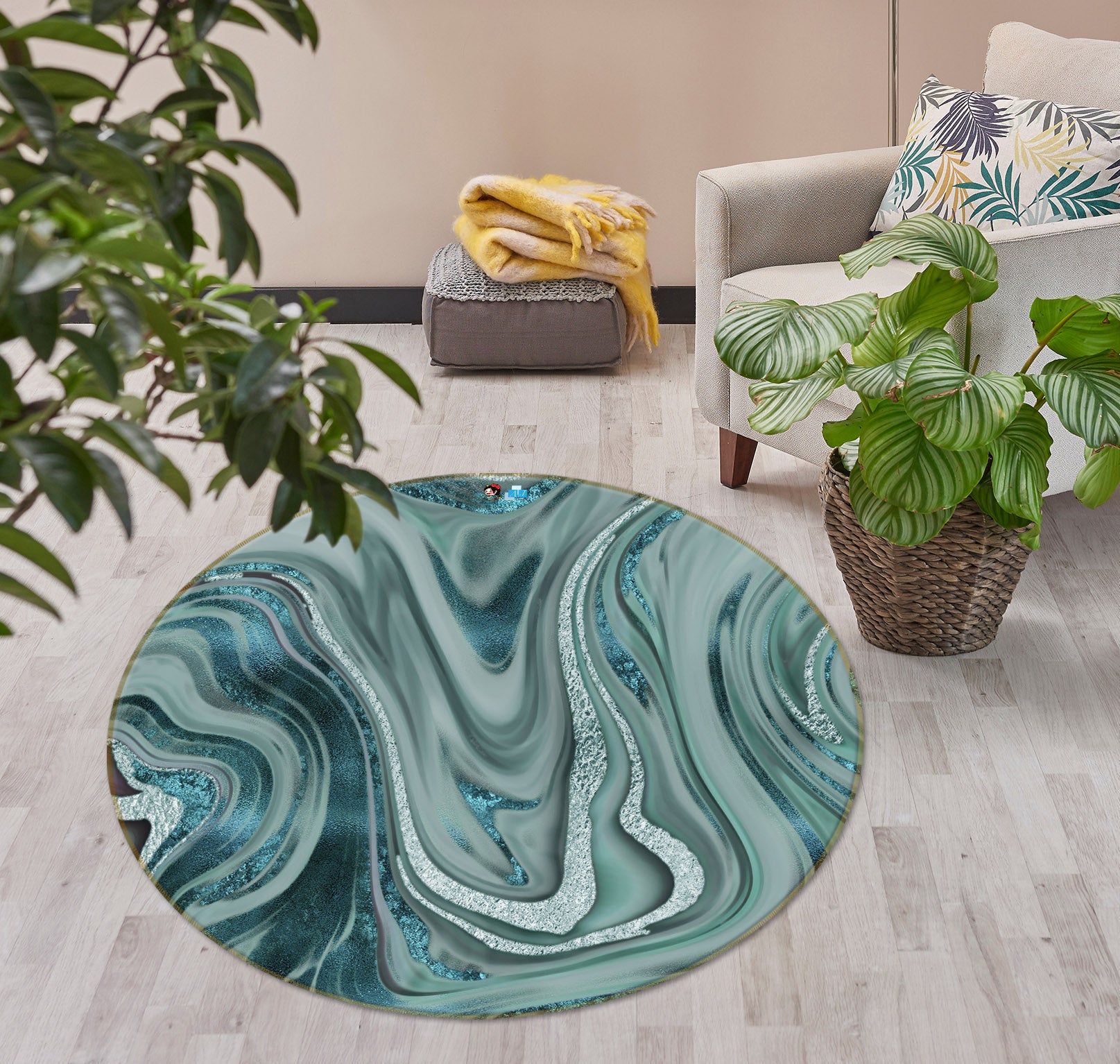 3D Green Texture 83055 Andrea haase Rug Round Non Slip Rug Mat