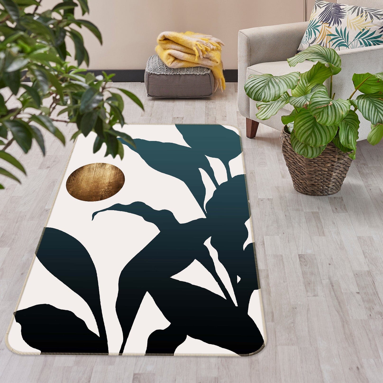 3D Moon Leaf 1054 Boris Draschoff Rug Non Slip Rug Mat Mat AJ Creativity Home
