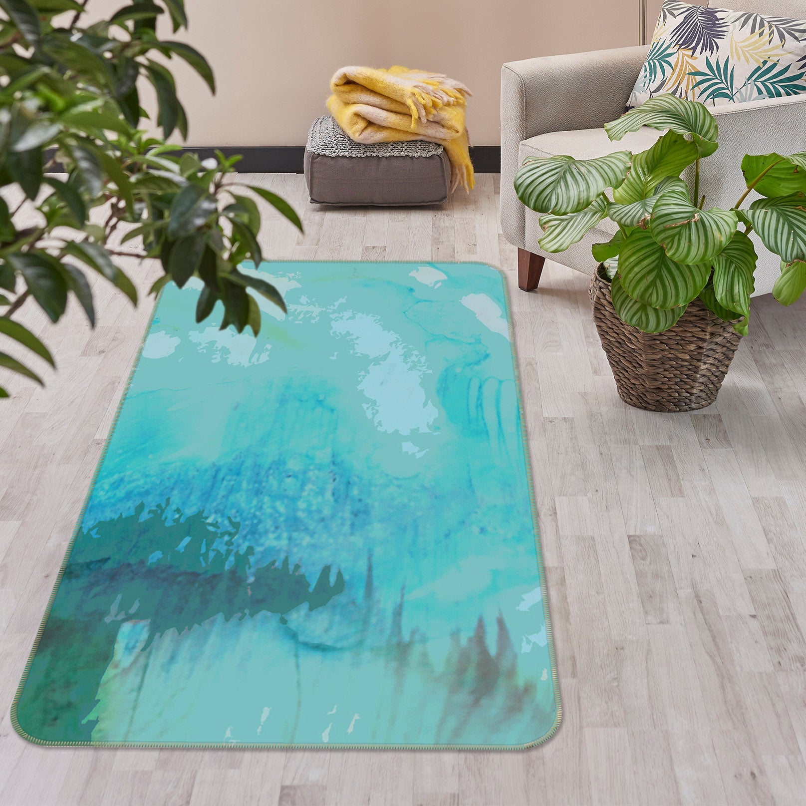 3D Blue Calm 70064 Shandra Smith Rug Non Slip Rug Mat