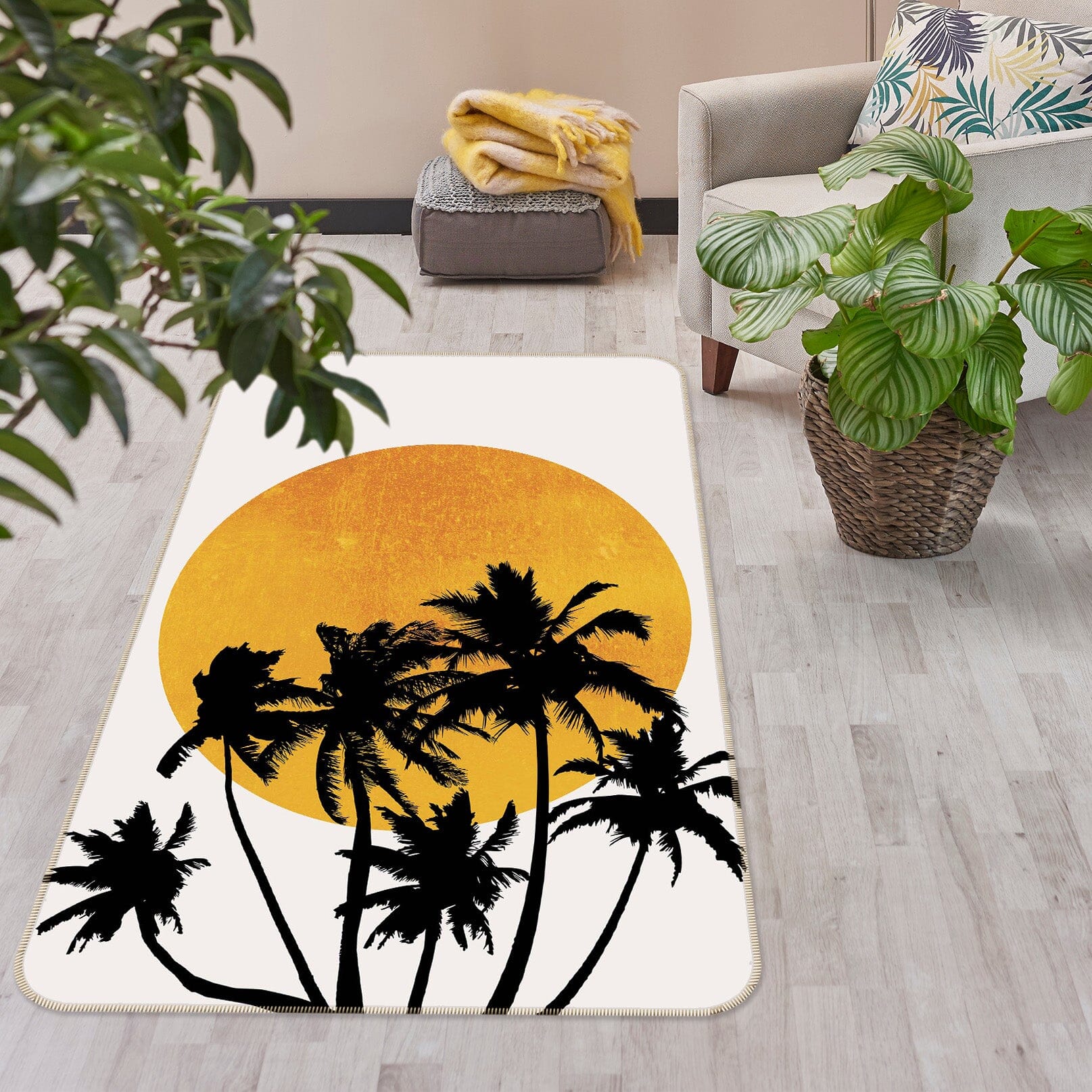 3D Miami Beach Sunset 1083 Boris Draschoff Rug Non Slip Rug Mat Mat AJ Creativity Home