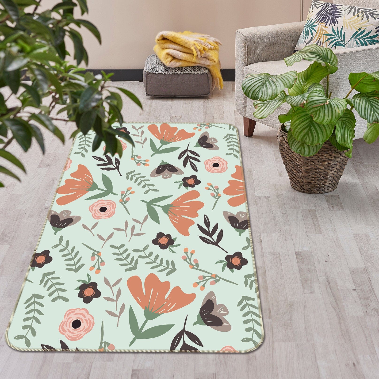3D Colored Flowers 1109 Jillian Helvey Rug Non Slip Rug Mat Mat AJ Creativity Home