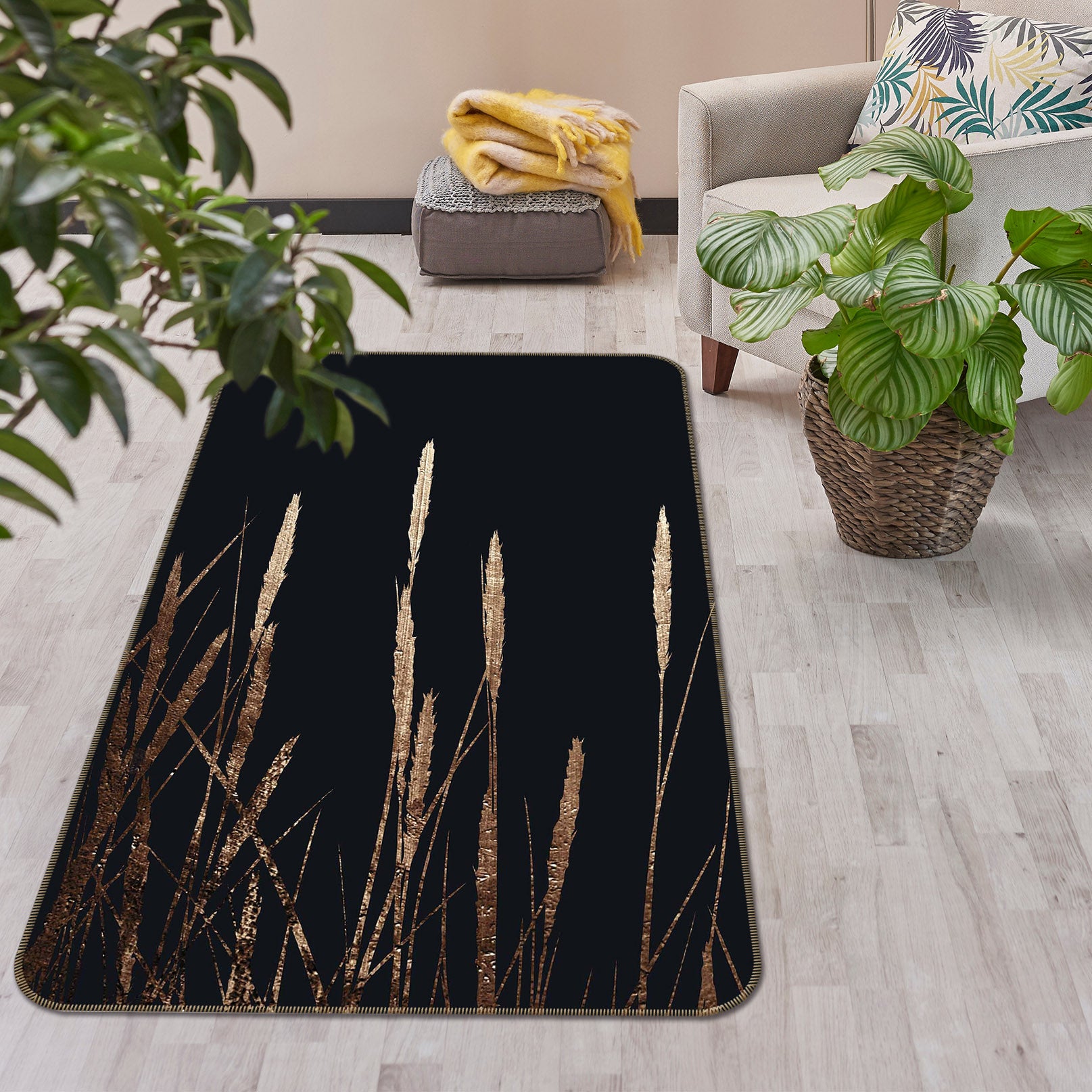 3D Golden Reed 84127 Boris Draschoff Rug Non Slip Rug Mat