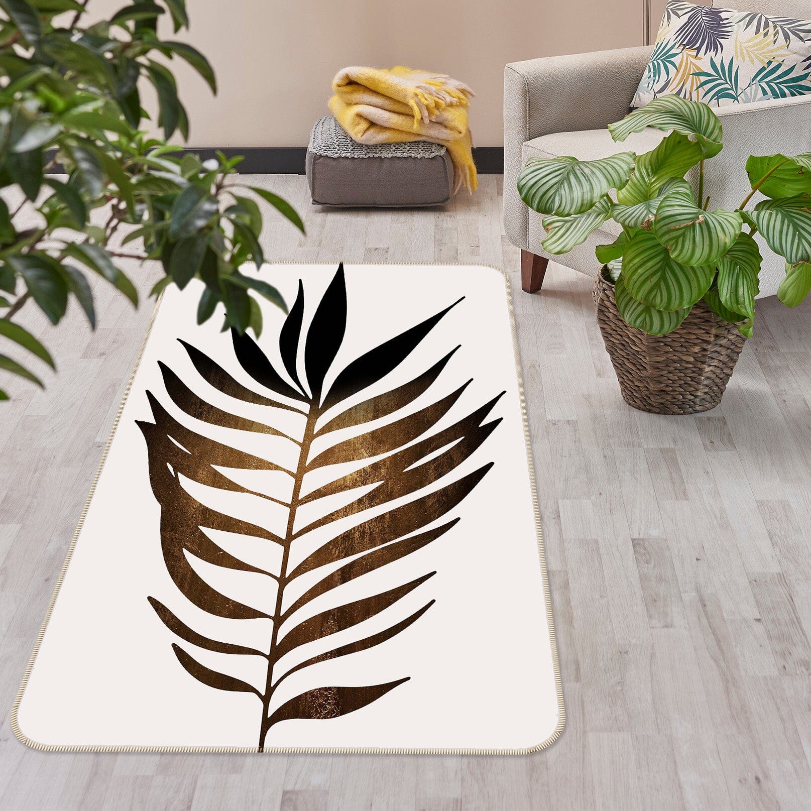 3D Black Leaves 1075 Boris Draschoff Rug Non Slip Rug Mat Mat AJ Creativity Home