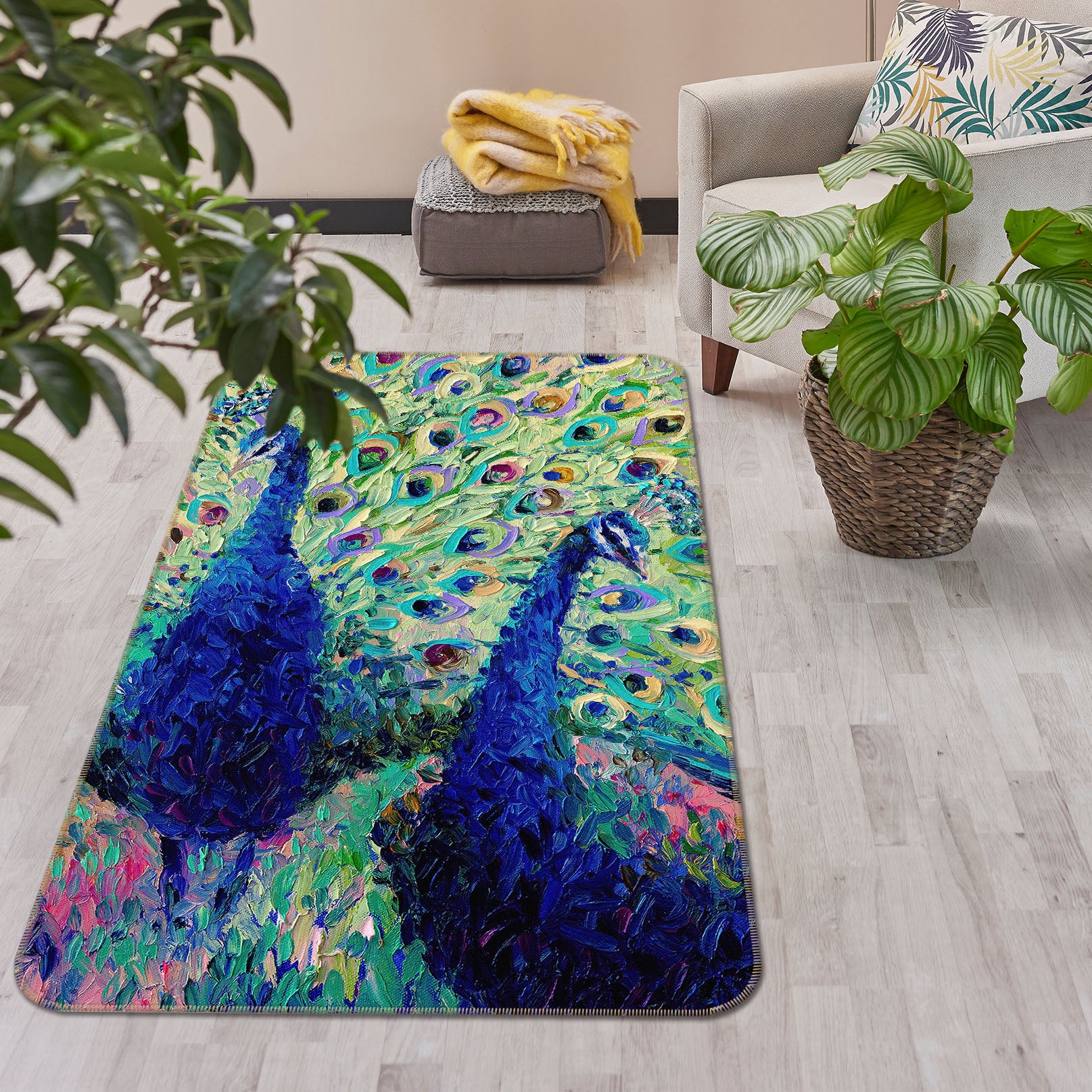 3D Two Peacocks 65029 Non Slip Rug Mat