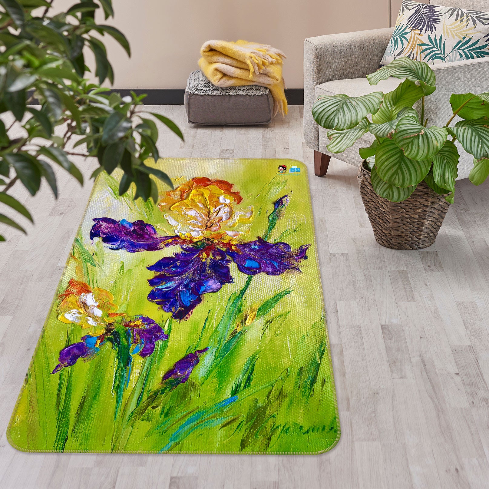 3D Beautiful Flower 1164 Skromova Marina Rug Non Slip Rug Mat