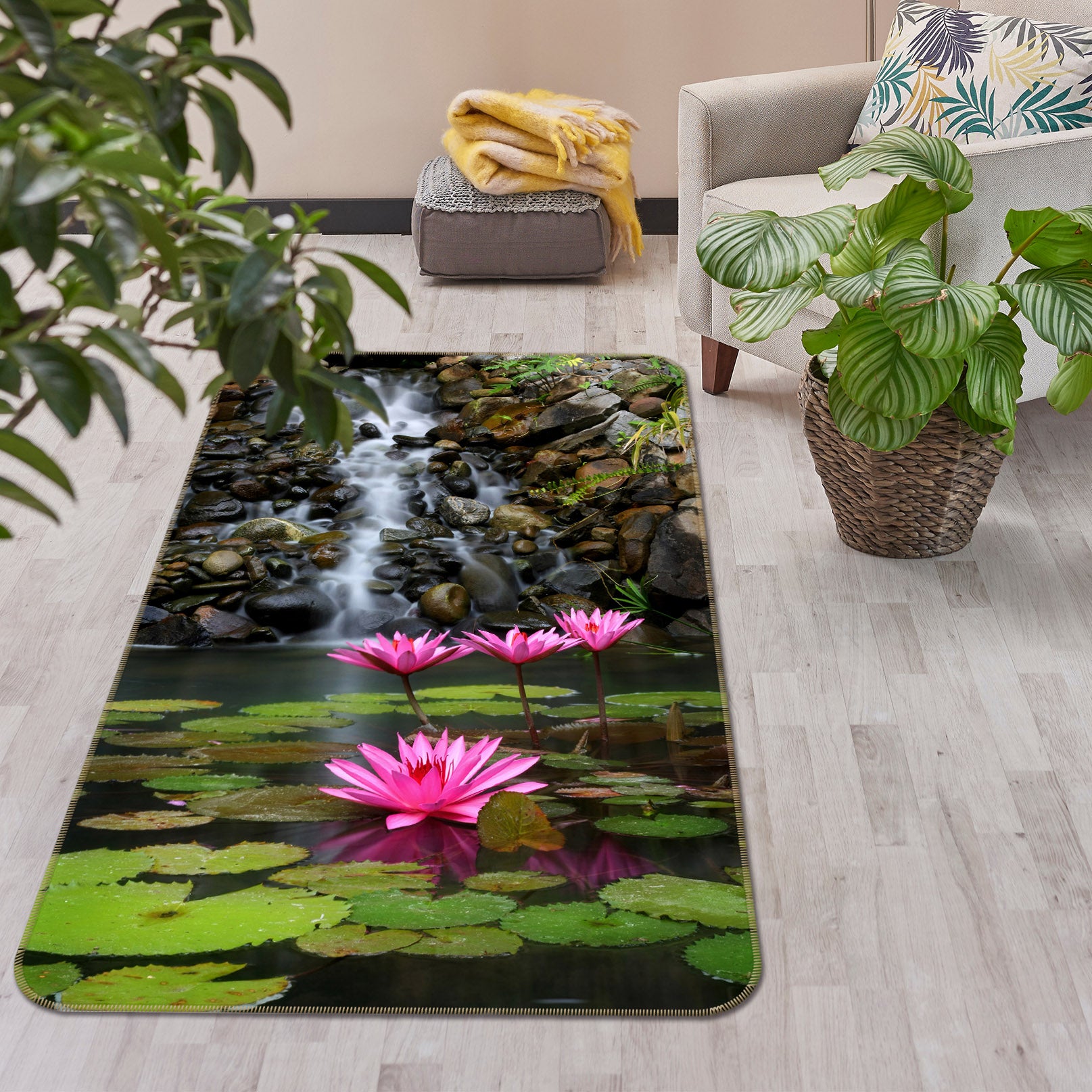 3D Lotus Pond 65156 Non Slip Rug Mat