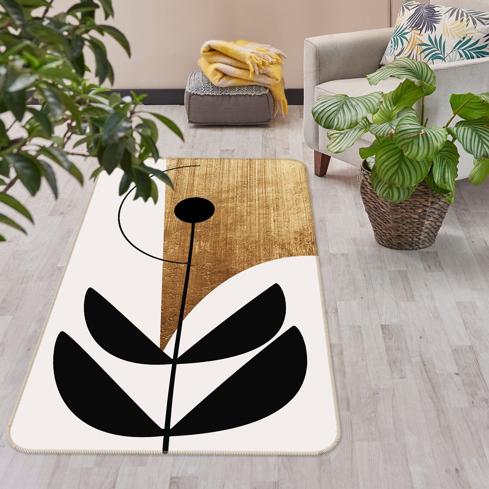 3D Nara Nero 1089 Boris Draschoff Rug Non Slip Rug Mat Mat AJ Creativity Home