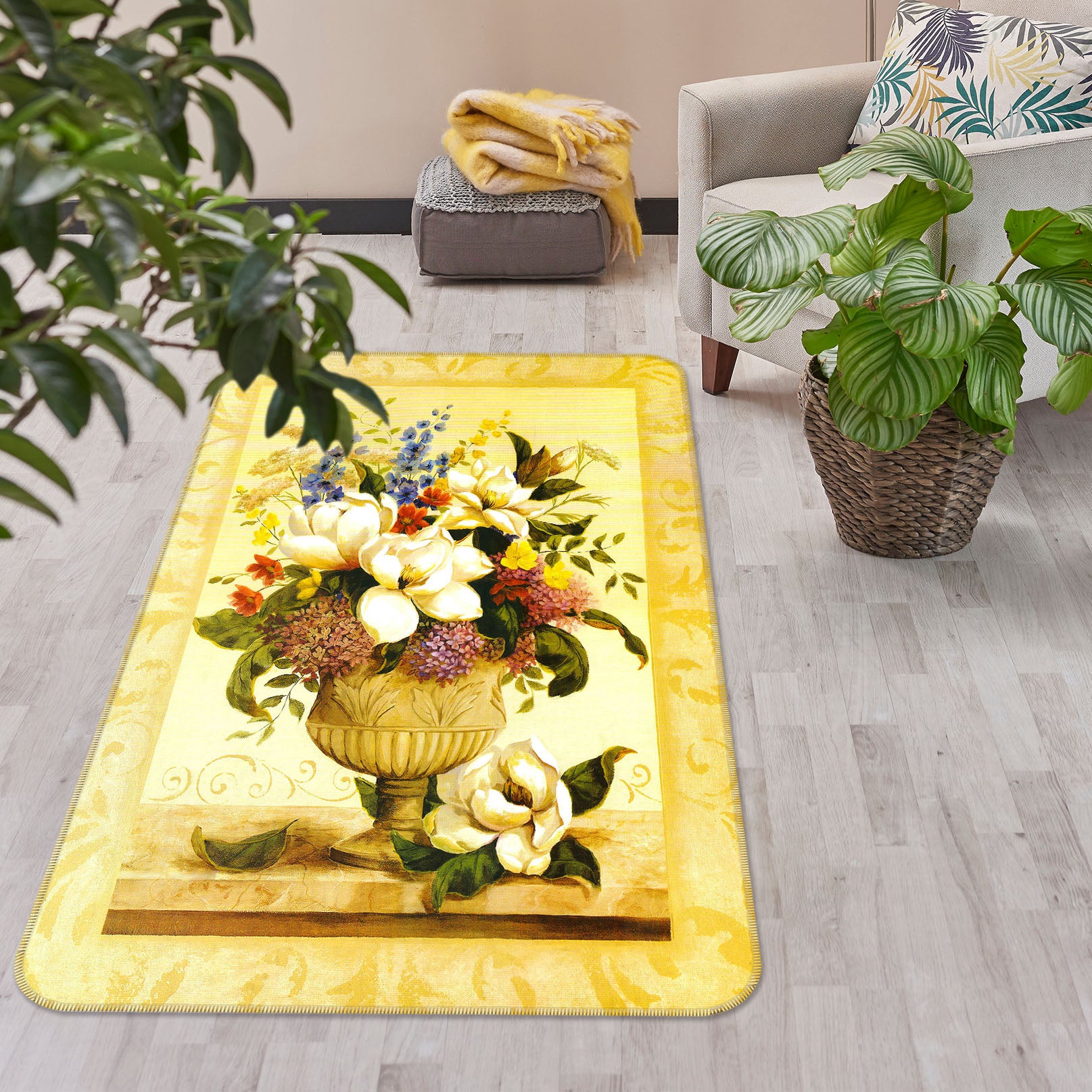 3D Vase Flowers 32103 Non Slip Rug Mat