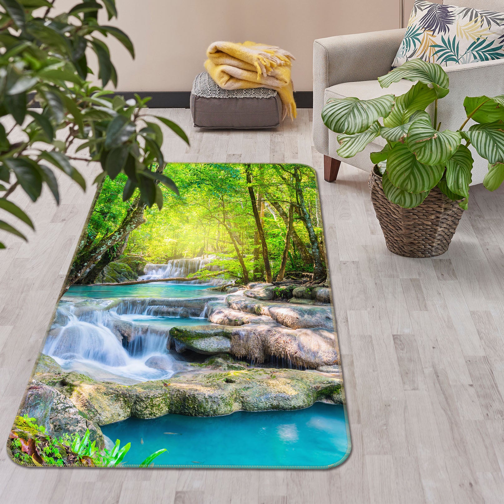 3D Stream Water 26173 Non Slip Rug Mat