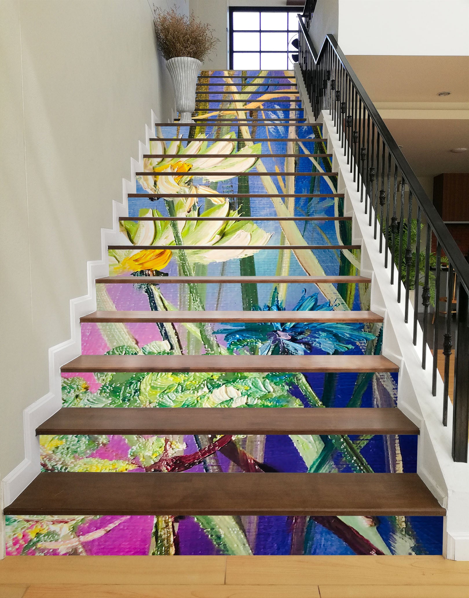 3D White Daisy Petals 2160 Skromova Marina Stair Risers