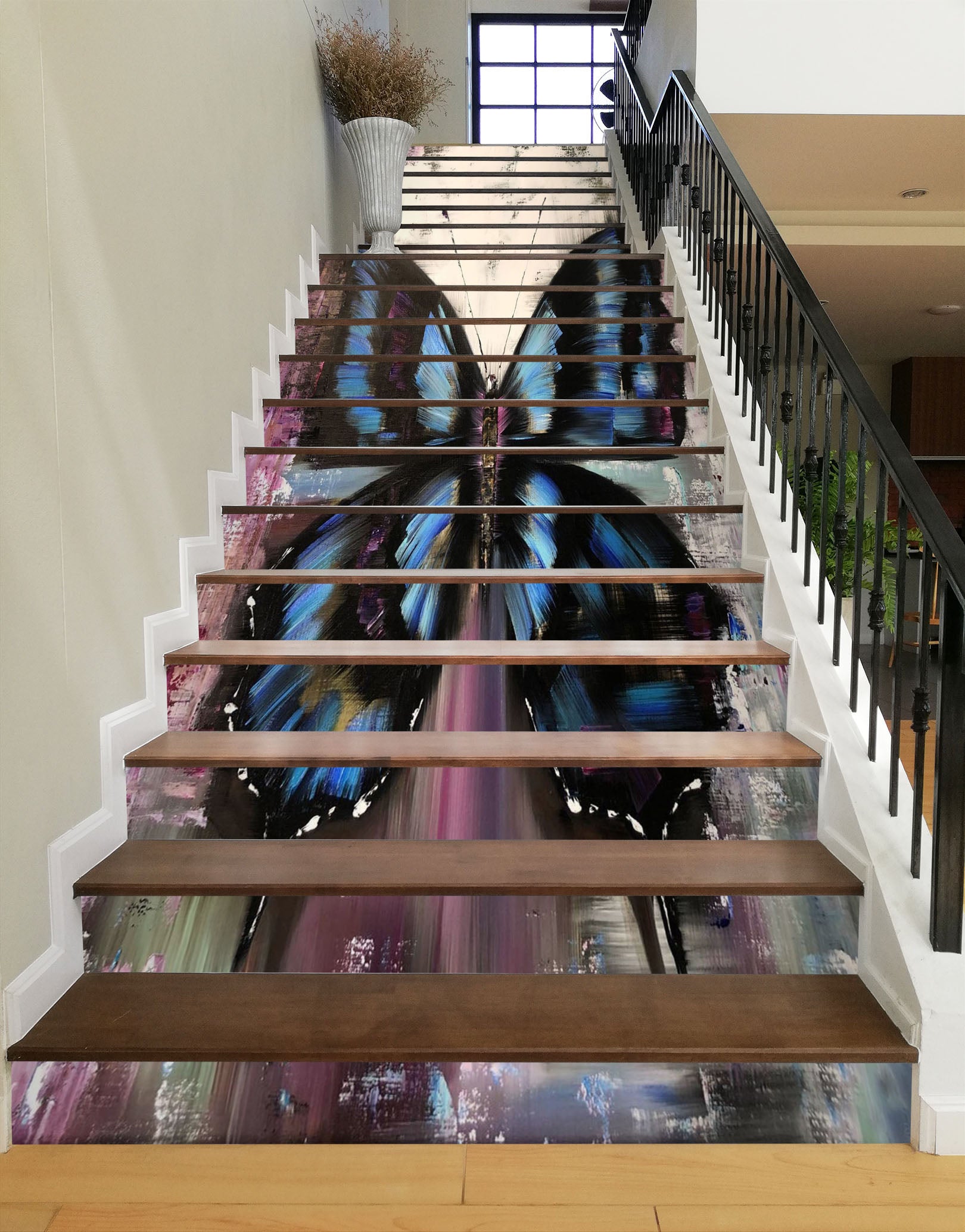 3D Blue Butterfly 2227 Skromova Marina Stair Risers