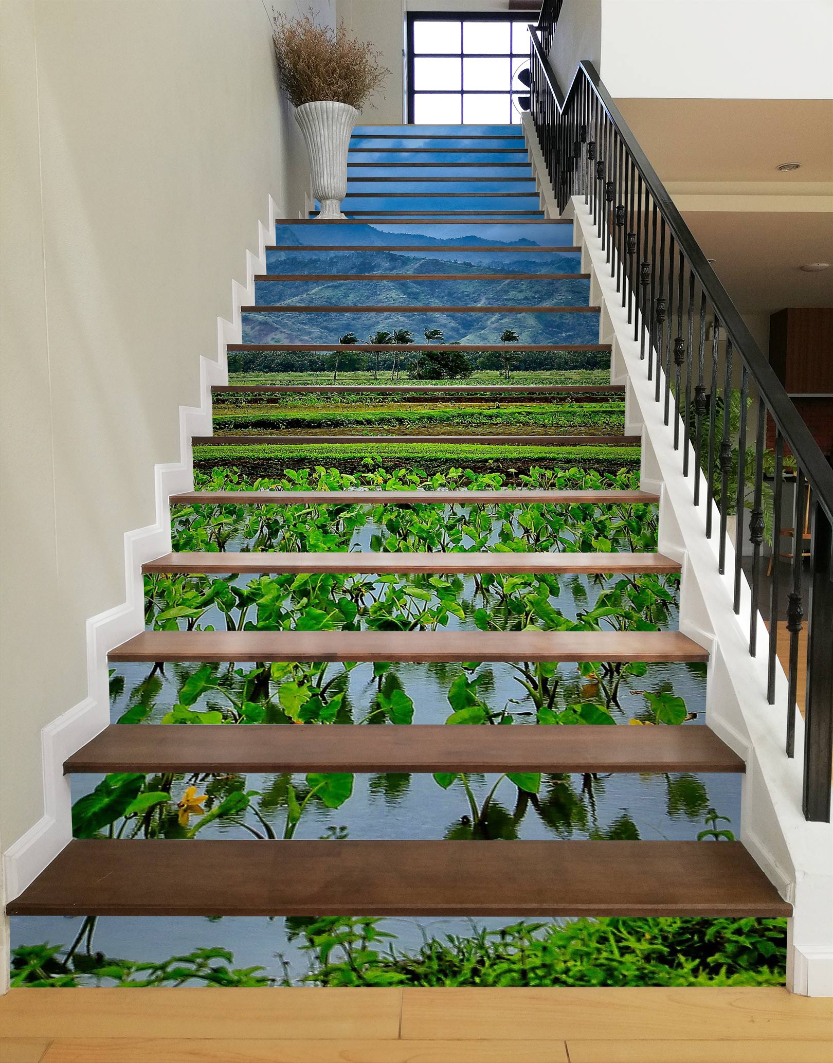 3D Field Paddy Mountains 101104 Kathy Barefield Stair Risers