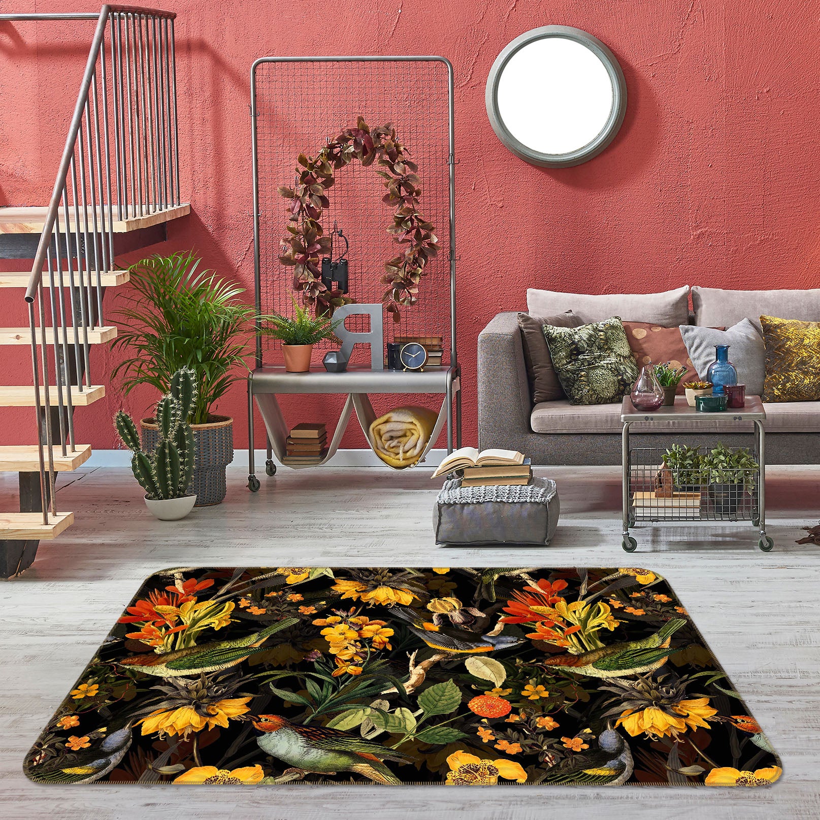 3D Flowers Leaves 114 Uta Naumann Rug Non Slip Rug Mat