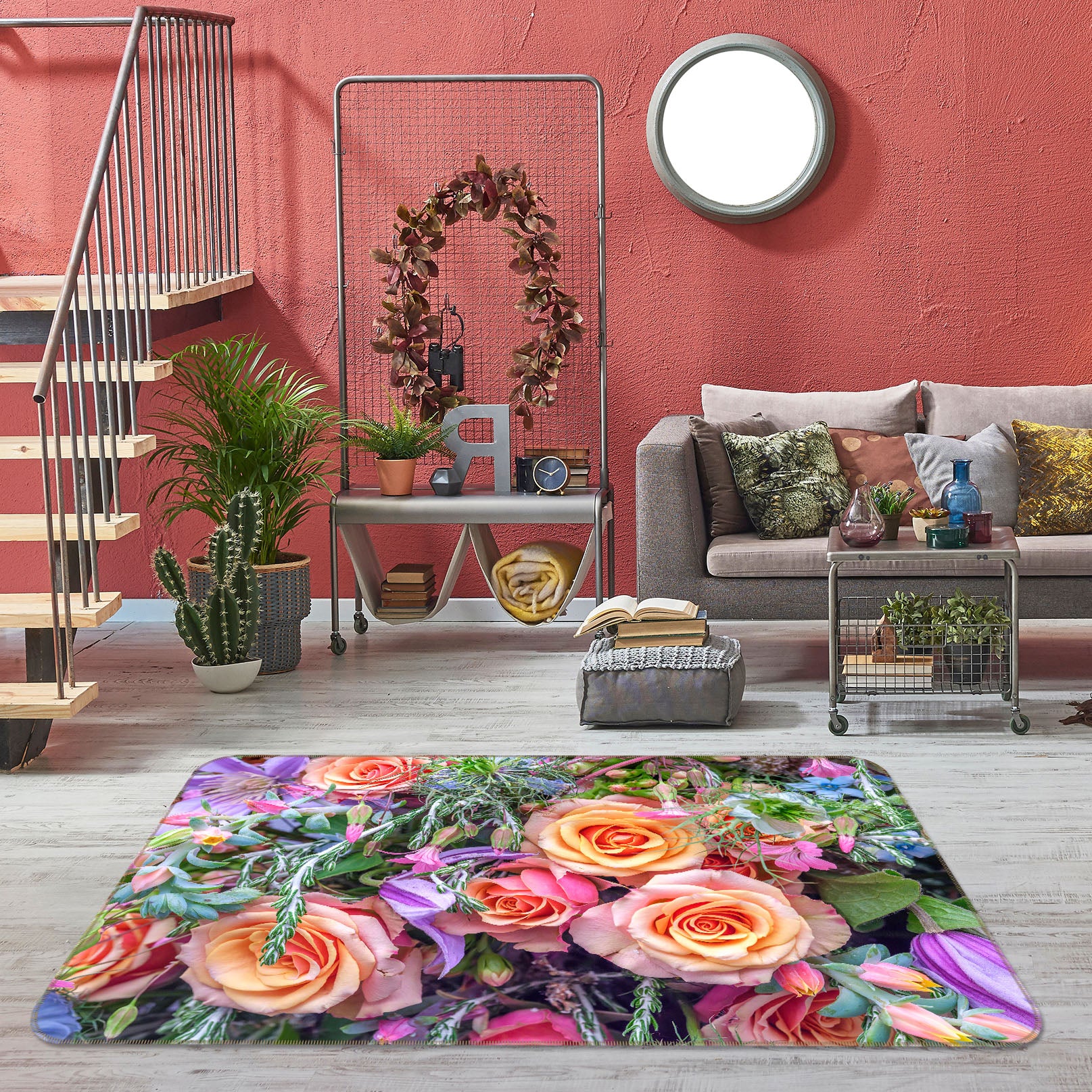 3D Flowers 83278 Assaf Frank Rug Non Slip Rug Mat