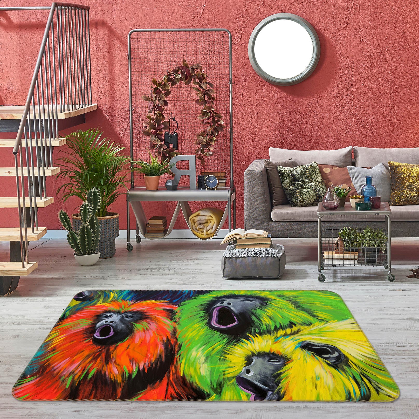 3D Color Monkey 144 Animal Non Slip Rug Mat