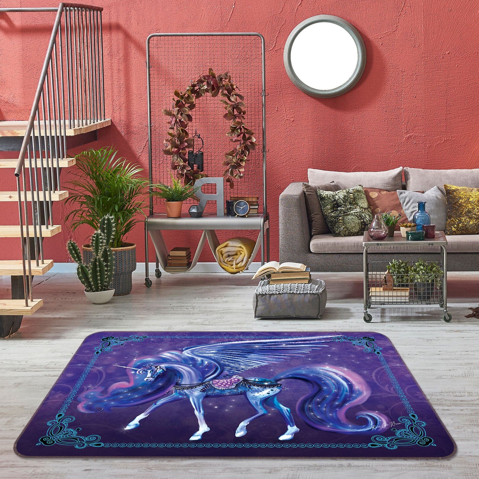 3D Forest Unicorn 3016 Rose Catherine Khan Rug Non Slip Rug Mat Mat AJ Creativity Home