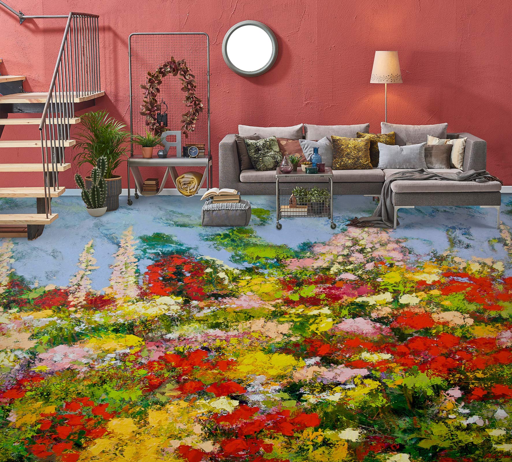 3D Colorful Flower Bush 9629 Allan P. Friedlander Floor Mural