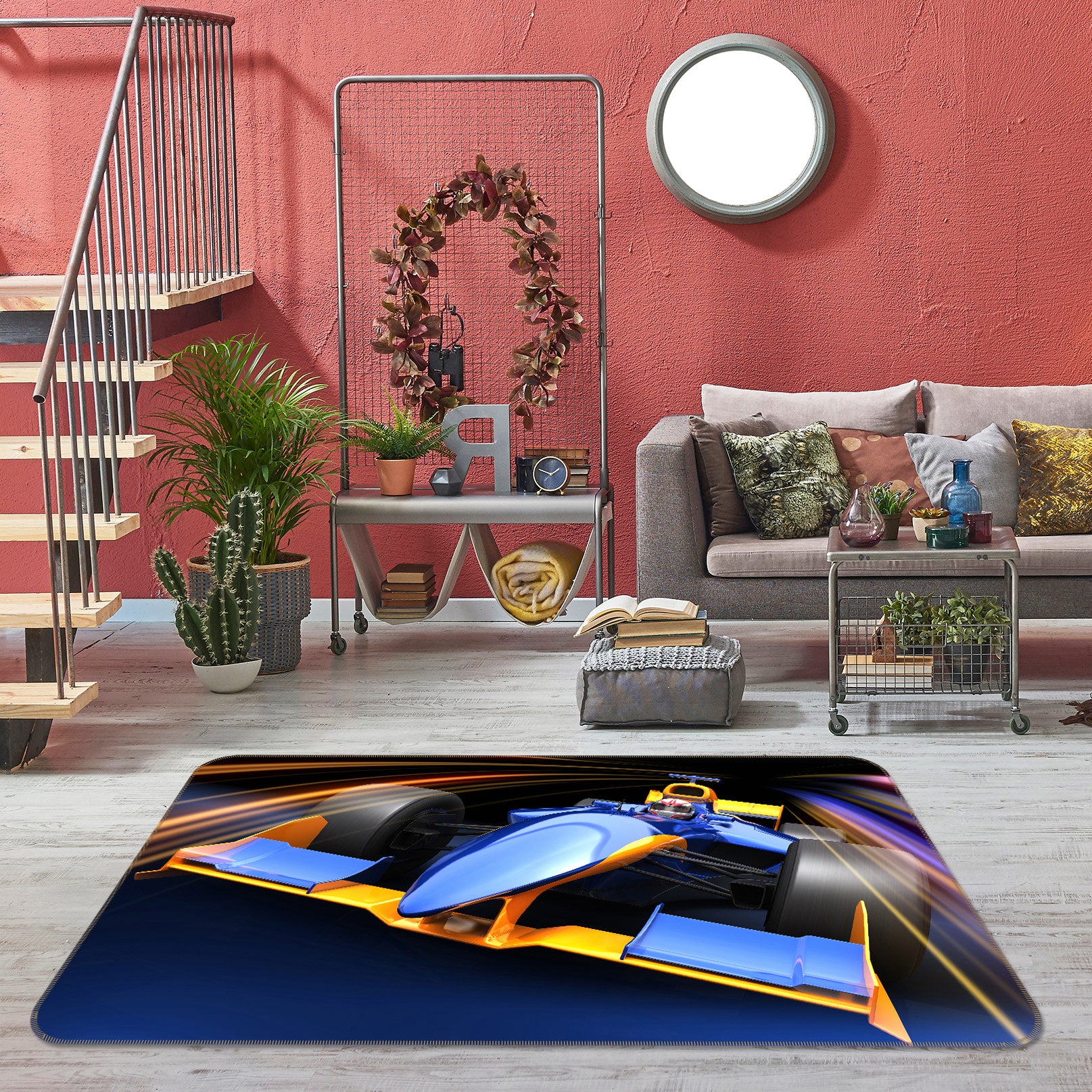 3D Racing Car 67195 Vehicle Non Slip Rug Mat