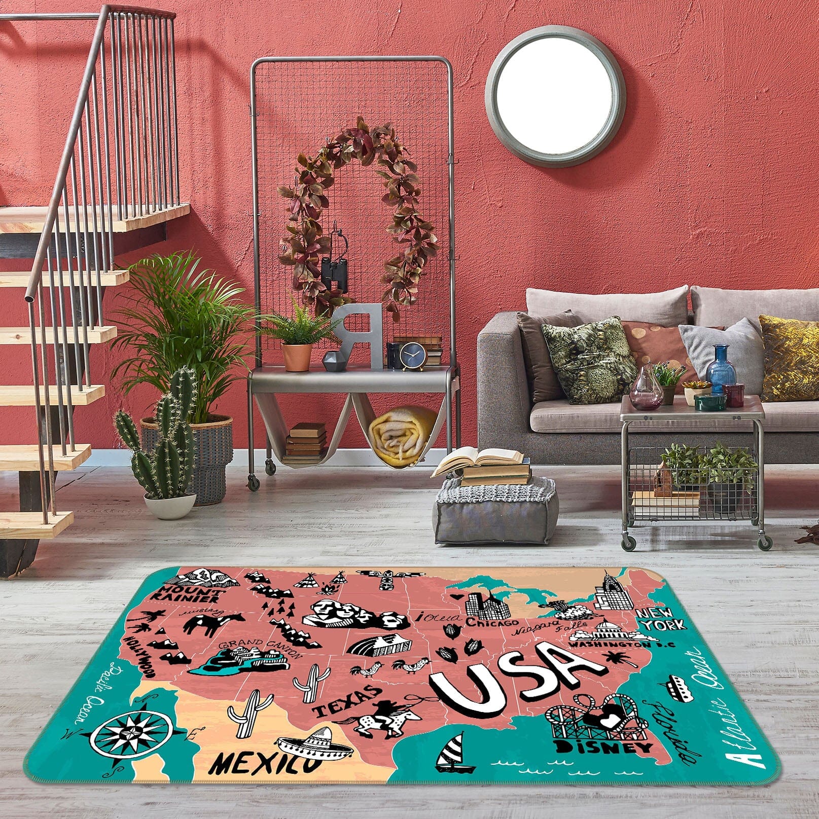 3D Color Graffiti 247 World Map Non Slip Rug Mat Mat AJ Creativity Home
