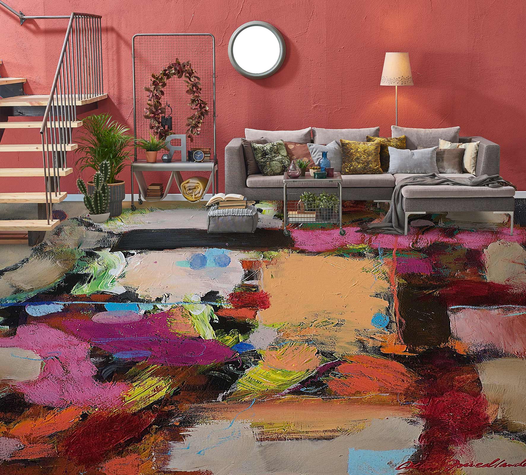 3D Color Paint Brush Pattern 9549 Allan P. Friedlander Floor Mural