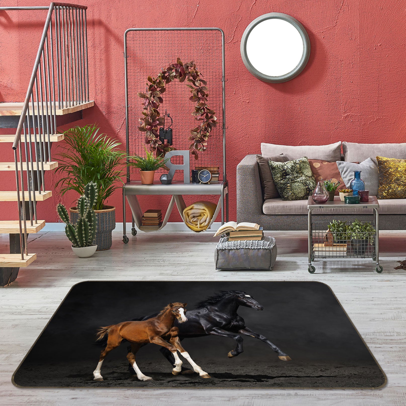 3D Two Horses 38110 Animal Non Slip Rug Mat