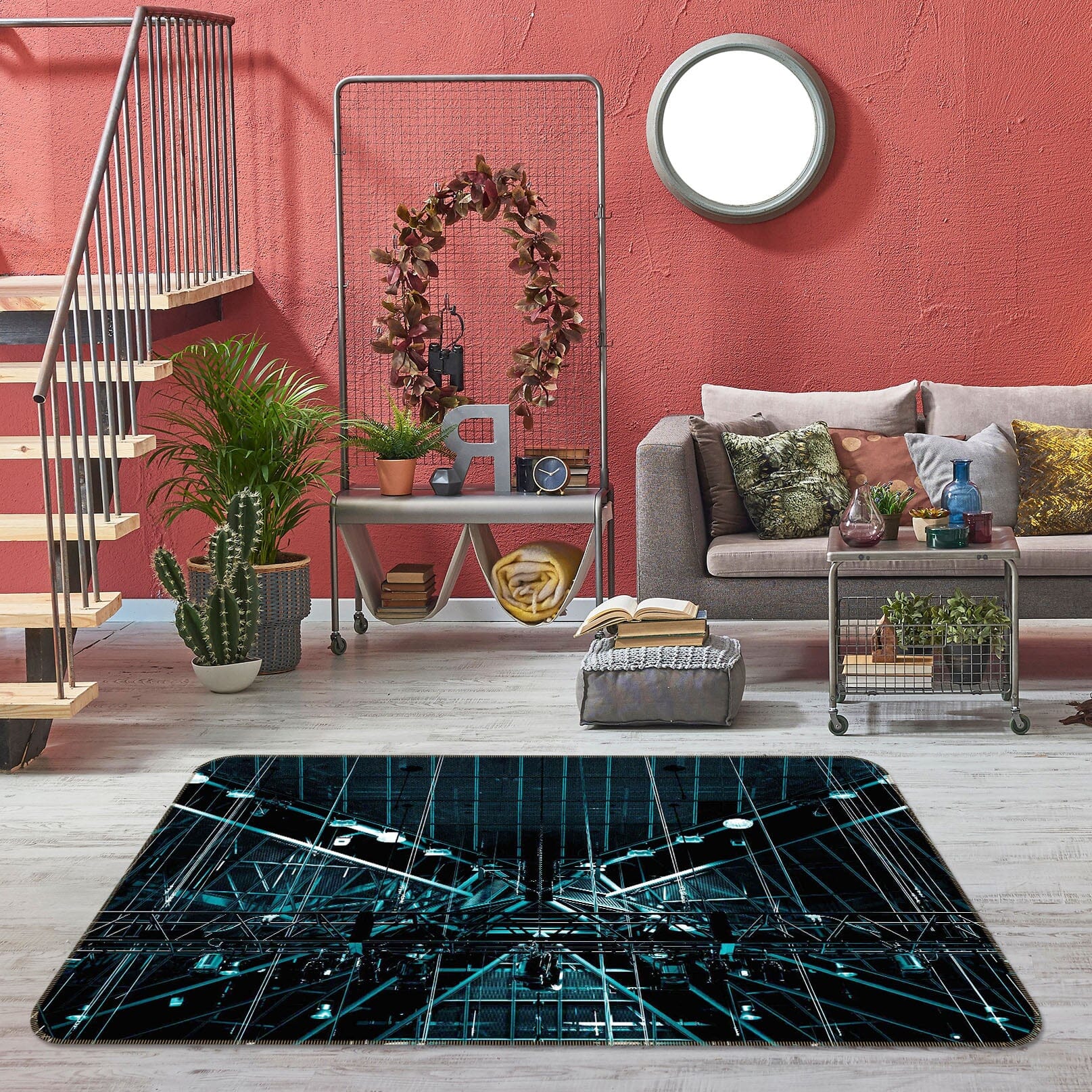 3D Steel Fence 1009 Noirblanc777 Rug Non Slip Rug Mat Mat AJ Creativity Home