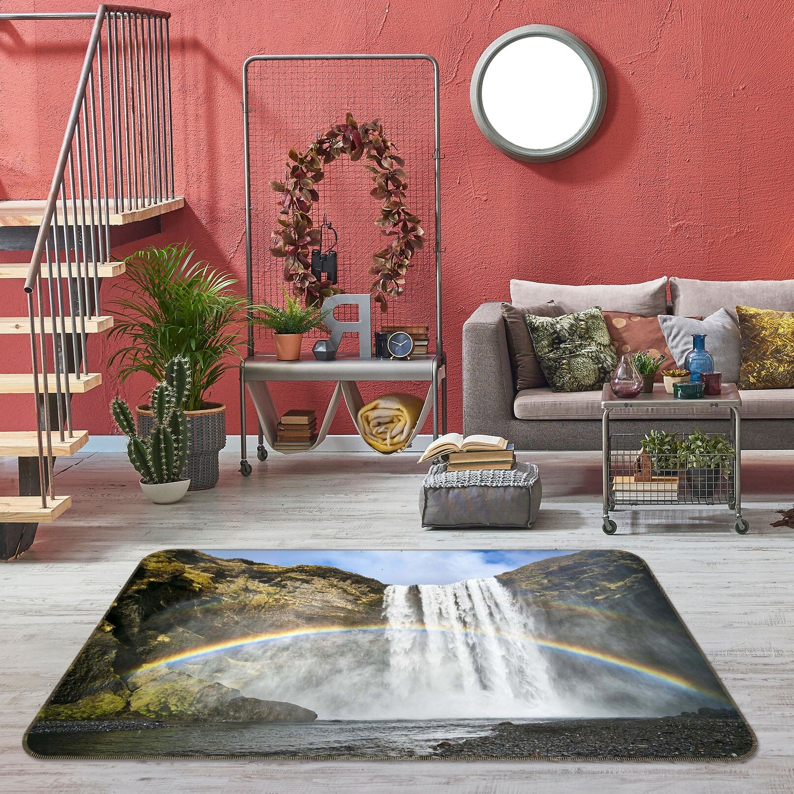 3D Rainbow Falls 1150 Marco Carmassi Rug Non Slip Rug Mat Mat AJ Creativity Home
