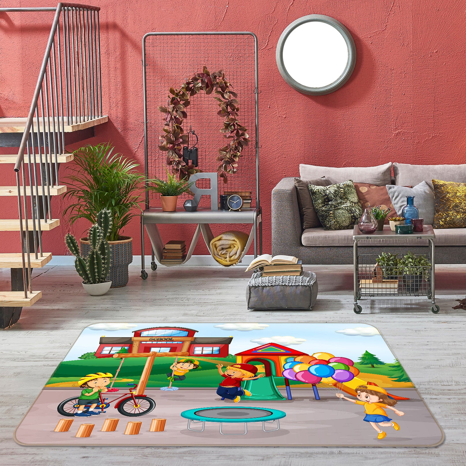 3D Kids Playing 36152 Non Slip Rug Mat