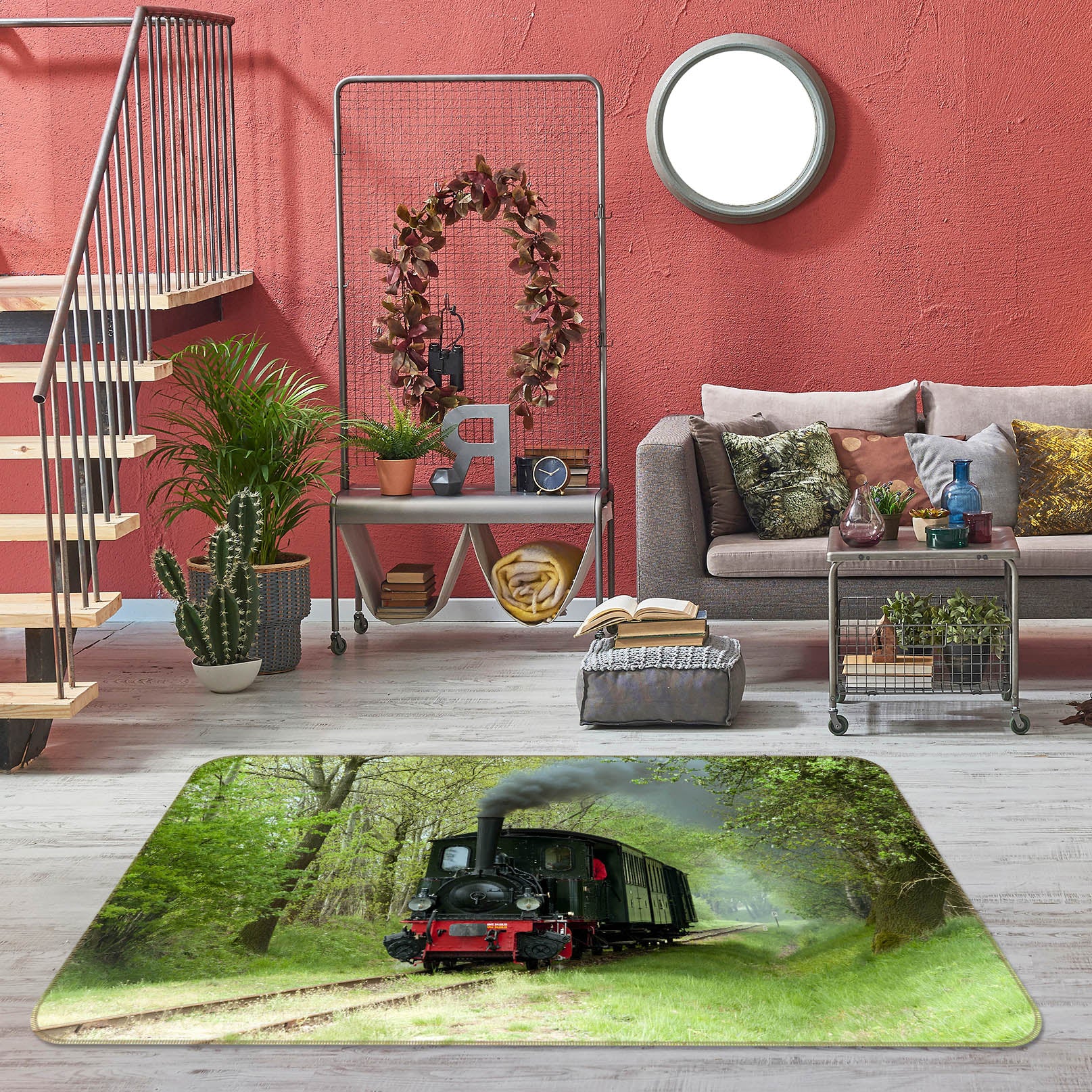 3D Forest Train 68127 Vehicle Non Slip Rug Mat